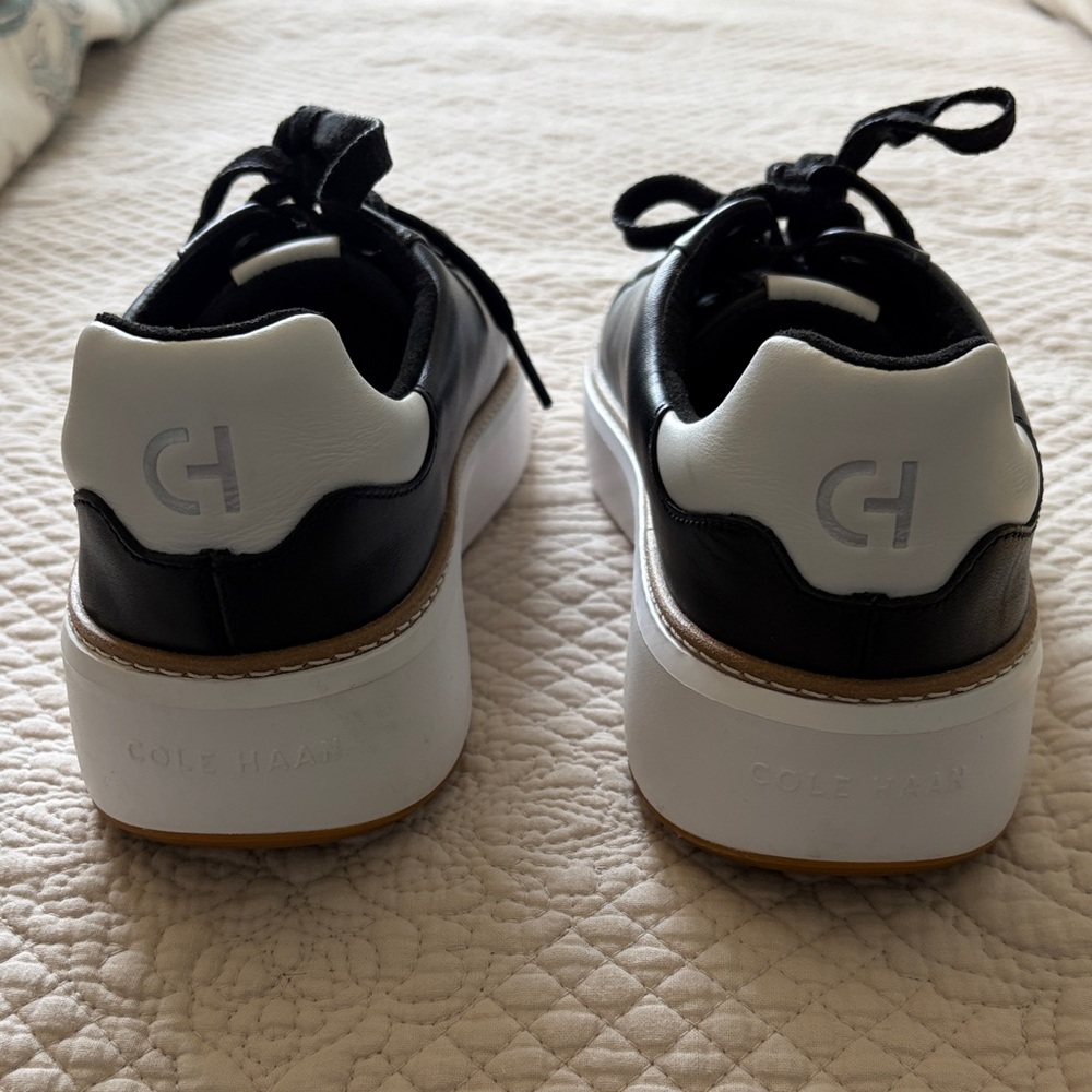 Cole Haan Women’s GrandPro Black and White Leather Sneakers - Picture 3 of 6